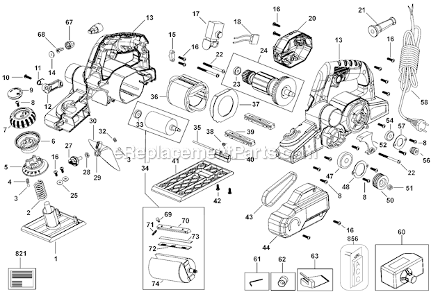 Page A Diagram and Parts List for PC60THPK  Porter Cable Planer Jointer